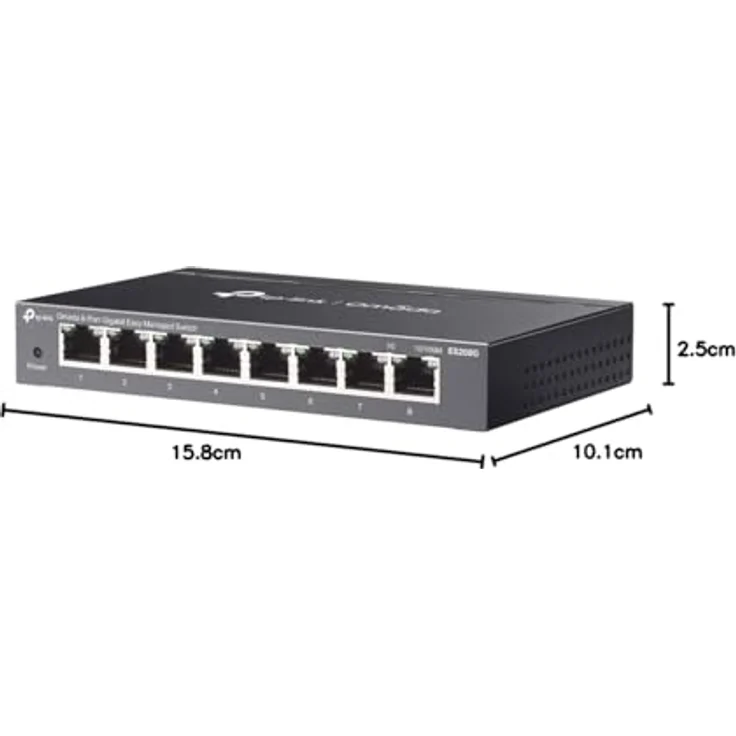 TP-Link Omada ES208G, 8-Port Gigabit-Easy-Managed-Switch mit VLAN, QoS, lüfterlosem Design, Schwarz – Bild 7