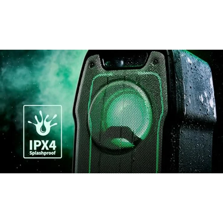 SHARP PS931 Bluetooth Party-Lautsprecher (180 Watt, integrierter Akku mit 13 Stunden Spielzeit, Super Bass, LED-Lichteffekte, inkl. Mikrofon), schwarz – Bild 4