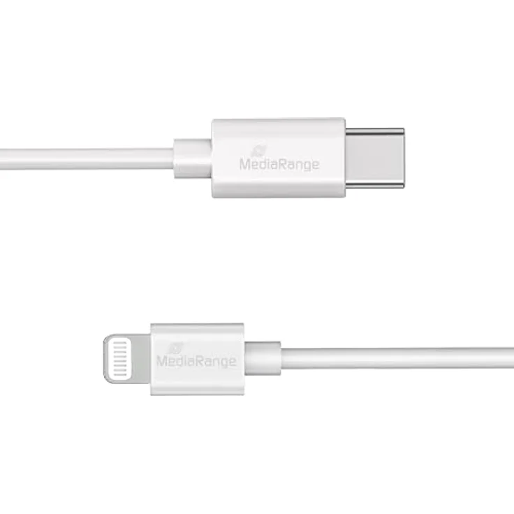 MediaRange Apple Lightning® auf USB Type-C® Daten- und Ladekabel, MFi-zertifiziert, 30 W Schnellladung, 480 MBit/s, 1,0m, Weiß – Bild 2