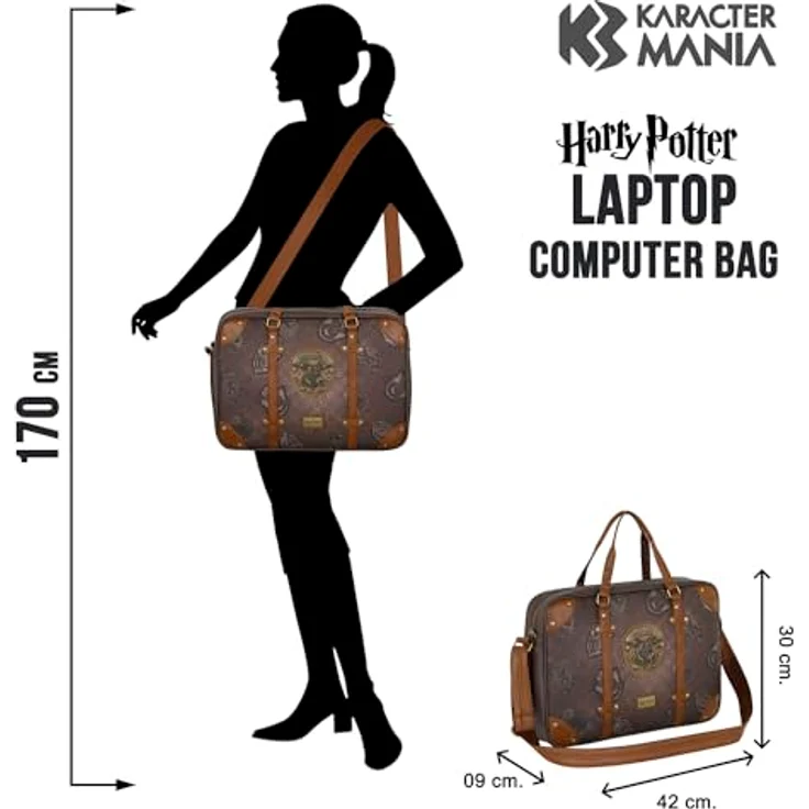 Karactermania Laptoptasche Harry Potter, gepolstertes Fach mit Klettverschluss, Trolley-Riemen, Hogwarts Emblem – Bild 5