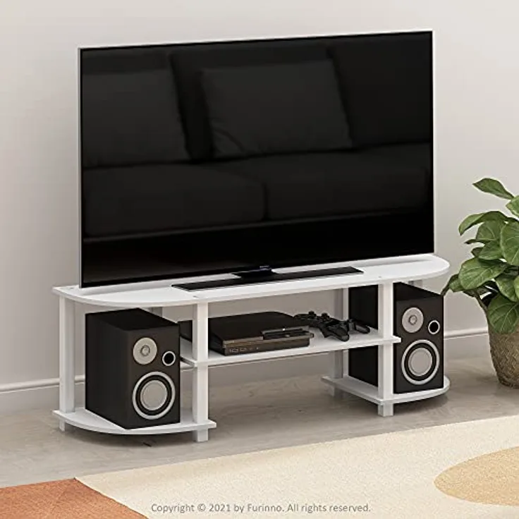 Furinno Turn-S-Tube TV-Entertainment-Center, Holzwerkstoff, Weiß, 120(W) x 40(H) x 34(D) cm