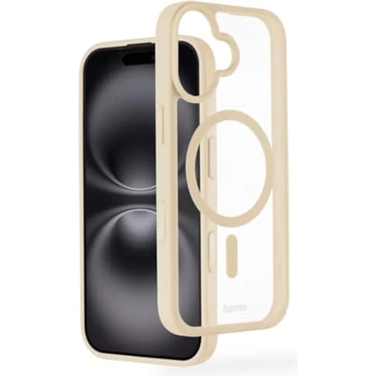Hama Handyhülle für iPhone 17 und MagSafe, magnetisches Case mit Kantenschutz, Kameraschutz, Anti-Rutsch Oberfläche, geschützte Seitentasten, durchsichtig/beige – Bild 1