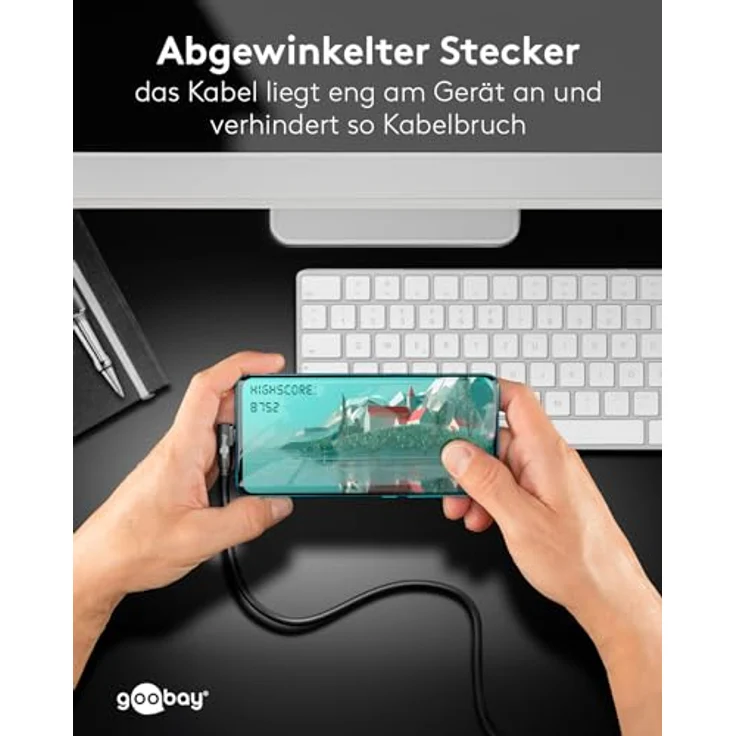 Goobay USB-C auf USB A 3.0 Kabel 90°, schwarz, 1.5 m - USB 3.0-Stecker (Typ A) > USB-C-Stecker (66502) – Bild 5