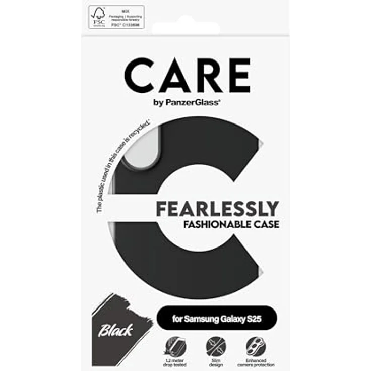 PanzerGlass CARE by ® Fashionable Case Schwarz, Handyhülle für Samsung Galaxy S25, stoß- und kratzfest, 100% recycelbar – Bild 3