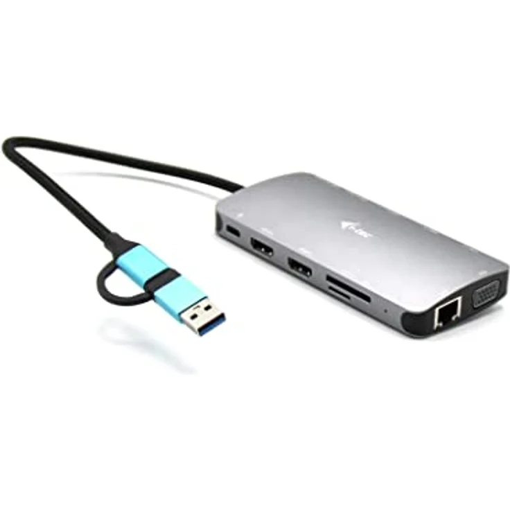 i-tec USB-C/USB 3.0 Metall Nano Docking Station für bis-zu 3 Monitore - 2X HDMI, 1x VGA, 1x GLAN, 1x USB-C 3.2 Gen1, 1x USB 3.2 Gen1, 3X USB 2.0, 1x SD/MicroSD – Bild 1