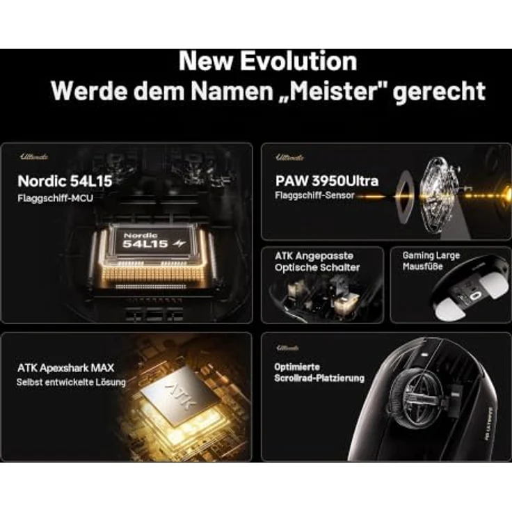 ATK Dragonfly A9 Air, Wireless Gaming Maus mit 300 Stunden Akkulaufzeit, 42.000 DPI, Shadow White – Bild 2