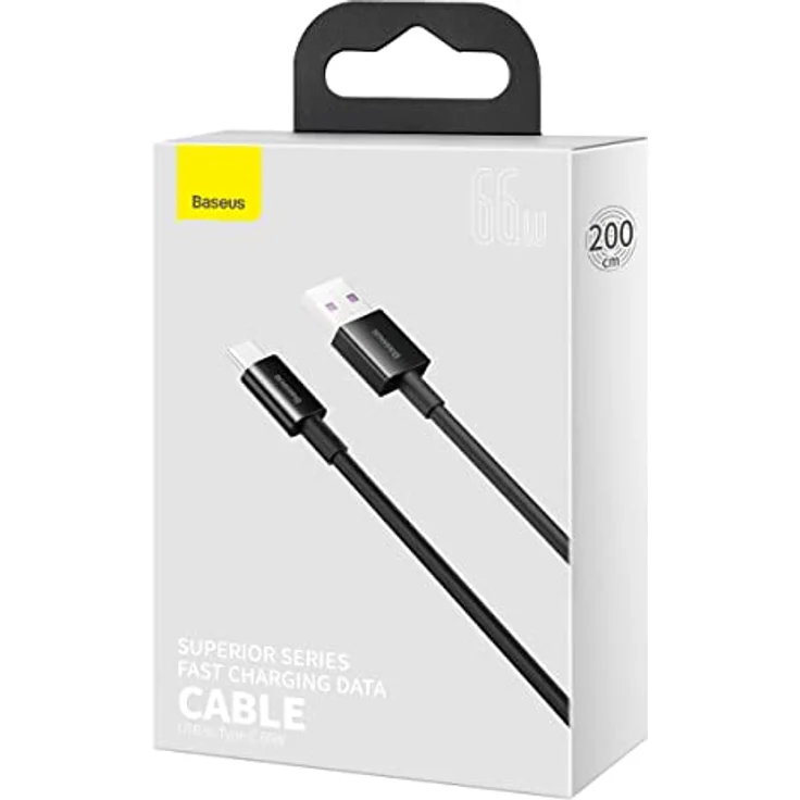 Baseus CATYS-A01 USB-zu-USB-C Kabel, 66W Schnellladung und 480 Mbps Datenübertragung, 2m, schwarz – Bild 8