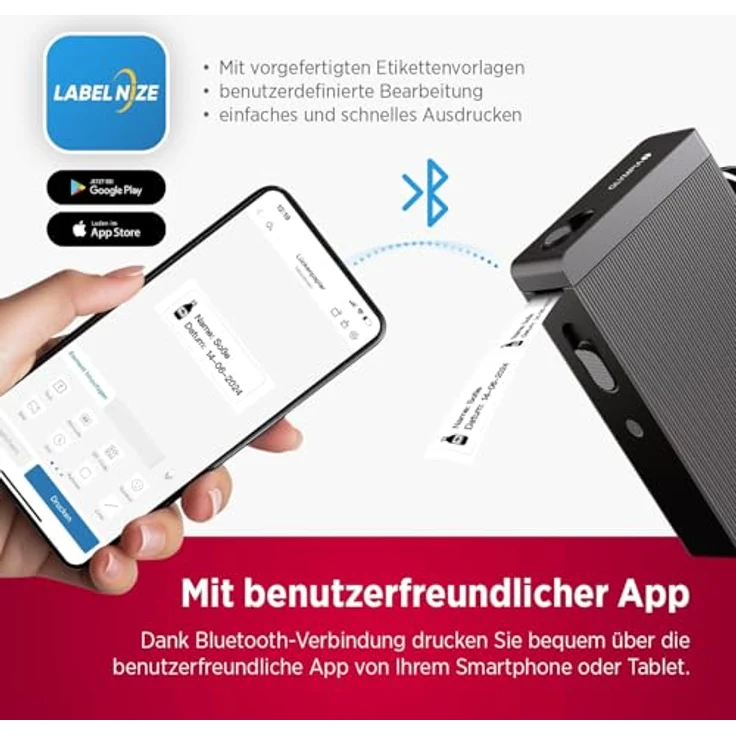 Olympia 6300 Etikettendrucker, Thermodirekt 203 x 203 dpi, max. Etikettenbreite 15mm, Bluetooth-fähig, kompakt für Küche und Büro – Bild 5