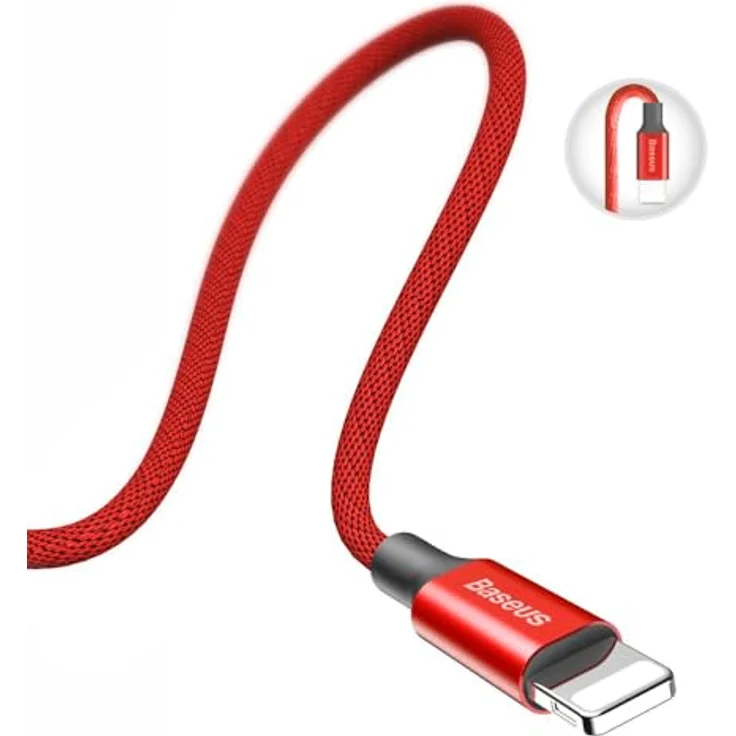 Baseus Yiven USB / Lightning Ladekabel, Textilkabel 1,8m in Rot, schnelles Laden 2A, verstärkte Verbindung, Datenübertragung – Bild 5