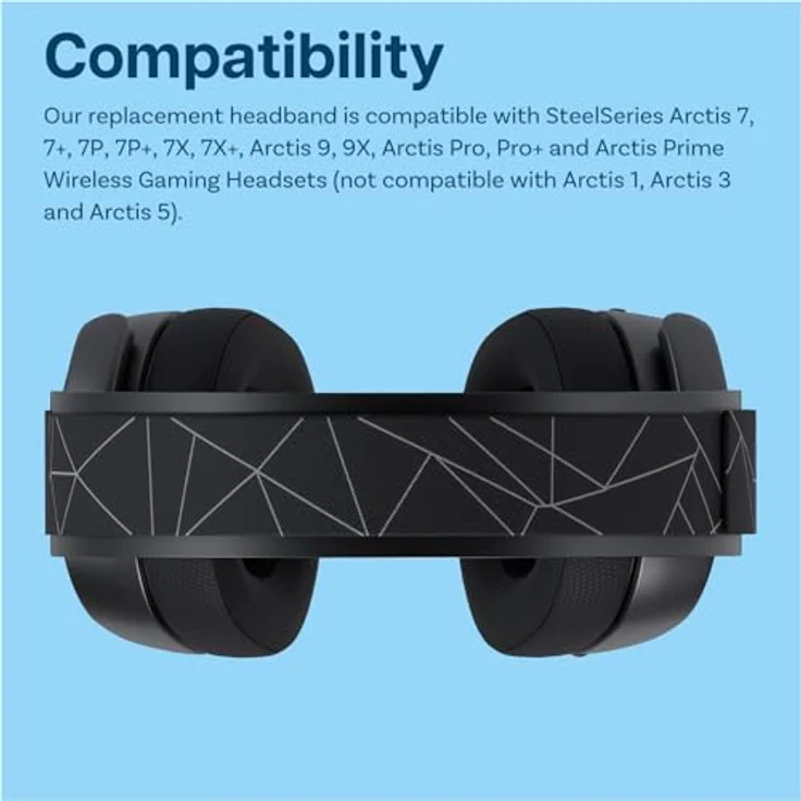 MMOBIEL Stirnband Ersatz für SteelSeries Arctis 7/9/Pro/Prime, elastisches Stoff-Kopfbandpolster in Schwarz mit grauem Muster, komfortabel und langlebig – Bild 4