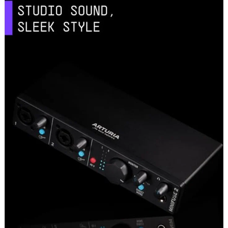 Arturia MiniFuse 2, Kompaktes USB-Audio-Interface mit 2 Eingängen, MIDI-Anschlüssen und kreativer Software für hochwertige Aufnahmen - Schwarz – Bild 3