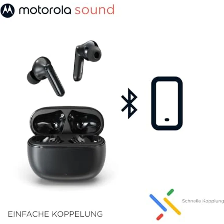 Motorola Buds 125, True Wireless In-Ear Kopfhörer mit IPX5 Spritzwasserschutz, 17 Stunden Akkulaufzeit, Schwarz – Bild 7