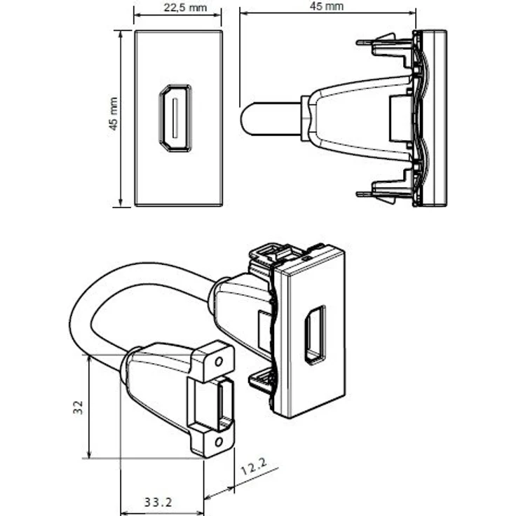 Legrand 78778 MSC HDMI-Dose mit 1m Kabel, hochwertige Materialien, langlebig, weiß – Bild 2