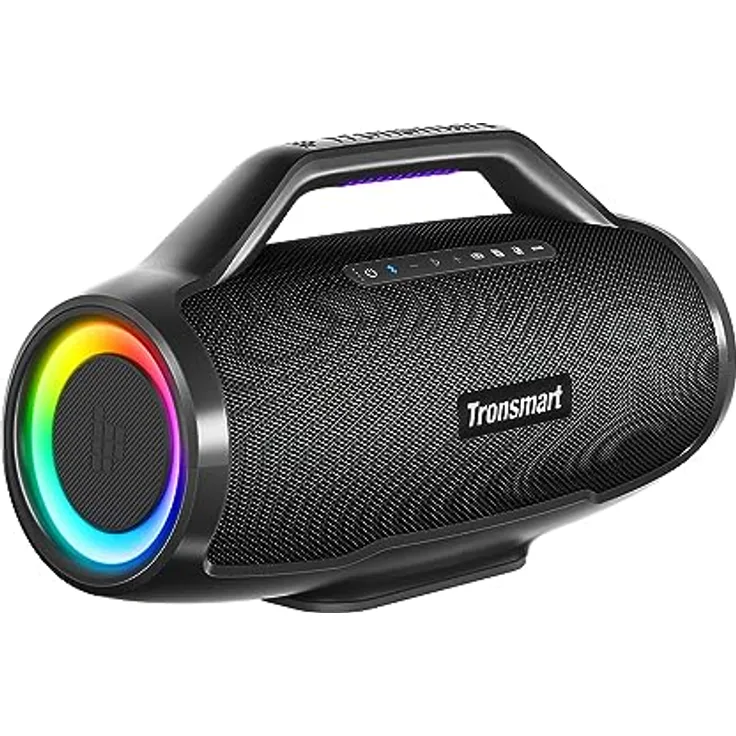 Tronsmart Bang MAX Bluetooth Lautsprecher, 130W Musikbox mit Licht, Leistungsstarker Stereosound, 24h Akku, Bluetooth 5.3, IPX7 Wasserschutz, mit AUX, TF, App, Gitarrenloch, für Draußen, Party