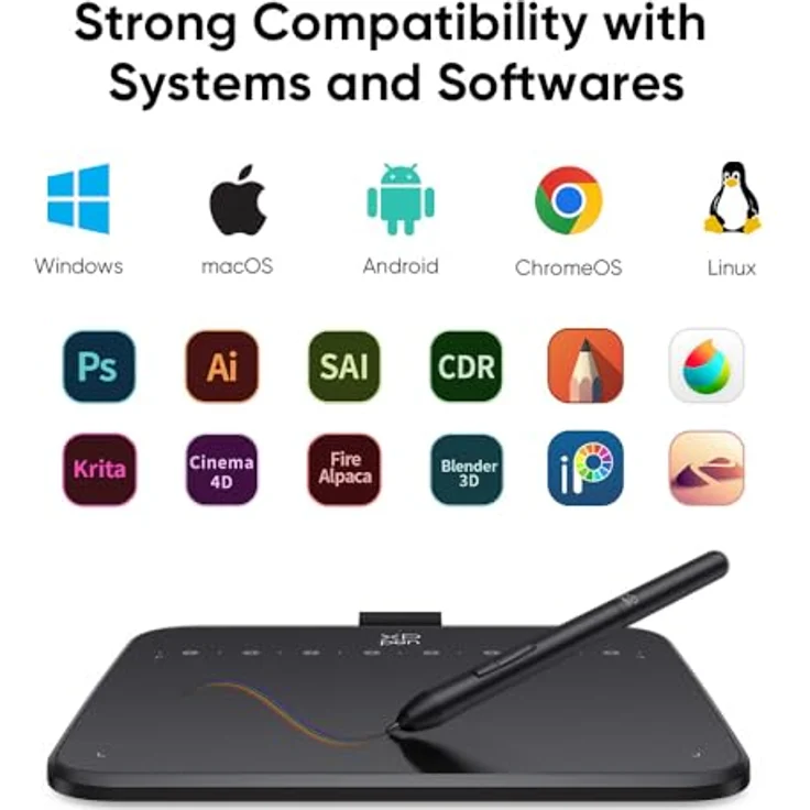 XP-Pen Deco 640 Grafiktabletts, 16.384 Druckstufen, Neigungssupport, Schwarz – Bild 7