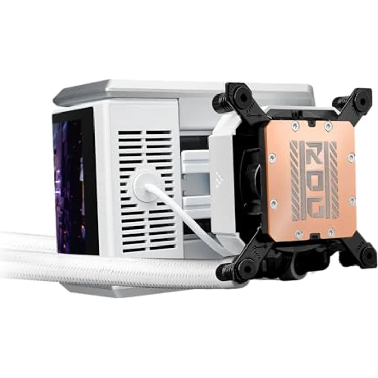 ASUS ROG Ryuo IV 360 ARGB White Edition, All-in-One-CPU-Wasserkühlung mit 6,67-Zoll-AMOLED-Display, Asetek Emma Gen8 V2-Pumpe, für Intel LGA 1851, 1700, 1200, 115X und AMD AM5, AM4, Weiß – Bild 5
