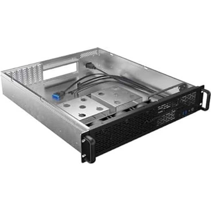 Lanberg SC01-5202-12B, 2U Rack Servergehäuse in Schwarz, 3 Lüfter, Unterstützung für HDD+SSD, 430 mm x 520 mm – Bild 3