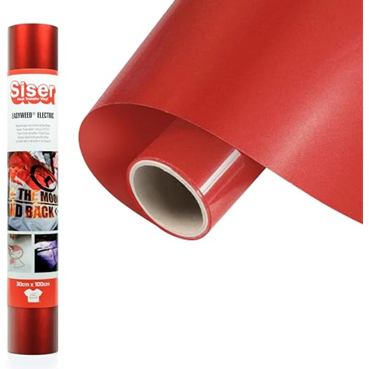 Siser Metal Flexfolie, Schnittbreite 30 cm, rot mit glatter Oberfläche und metallischer Optik – Bild 1