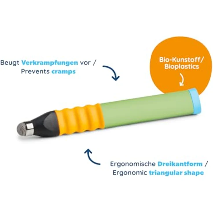 Edurino Ergonomischer Eingabestift, 3-Kanten-Stift aus Kunststoff, Grün, universal einsetzbar – Bild 3