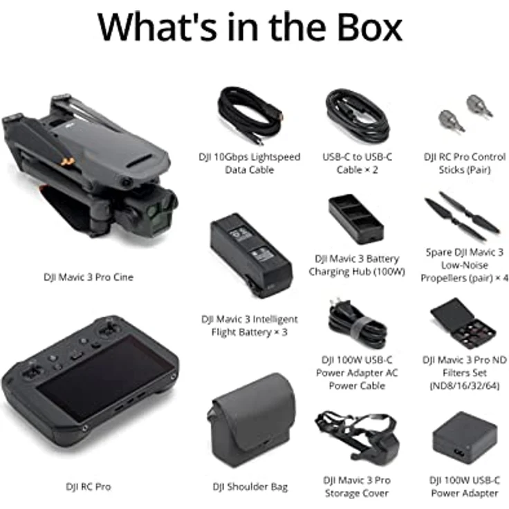 DJI Mavic 3 Pro Cine mit DJI RC Pro (leuchtstarter Bildschirm), Flaggschiff-Drohne mit Dreifachkamera, Apple ProRes Support für 3 Kameras und 1 TB Speicher, drei Intelligent Flight Batteries und mehr – Bild 5