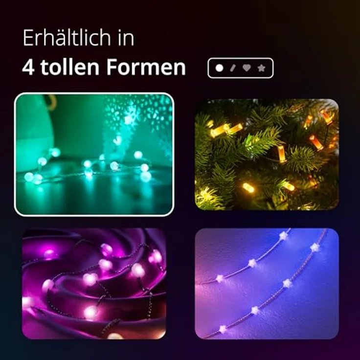 Twinkly Candies - Lichterkette mit 200 RGB-LEDs - App-gesteuerte Weihnachtsdeko - USB-C-betrieben - Weihnachtsbeleuchtung für Drinnen, 12m, Perle, Green Wire - Preisvergleich – Bild 2