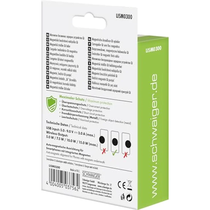SCHWAIGER LISM0300 QI Ladeplatte Wireless Ladestation Kabellos Laden 10W Status LED schwarz iPhone Samsung Galaxy Huawai Smartphone Handy – Bild 2