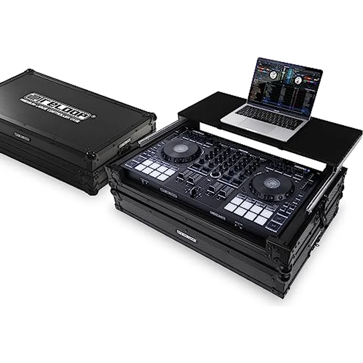 Reloop Premium Large Controller Case, handgefertigtes DJ Controller Case aus robustem Holz und hochwertigem Aluminium mit integriertem Laptop Tray und gefederten Transportgriffen – Bild 1