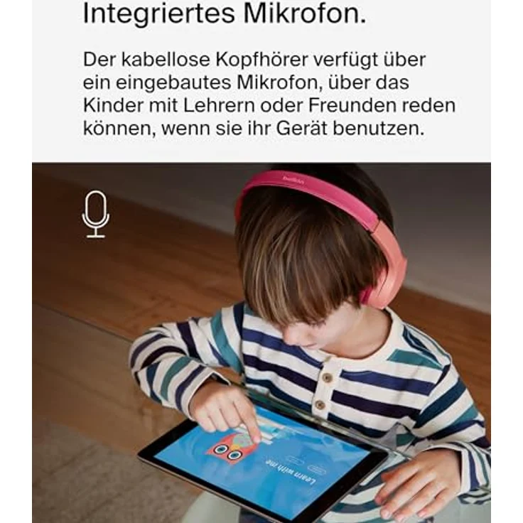 Belkin SoundForm Mini kabelloser Kinderkopfhörer mit integriertem Mikrofon, 30 Std. Wiedergabe, lustige Aufkleber – Rosa – Bild 3