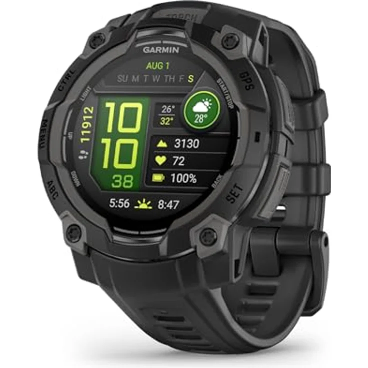 Garmin Instinct 3 45mm AMOLED, GPS-Smartwatch mit LED-Taschenlampe, für Outdoor und Laufen, grau – Bild 1