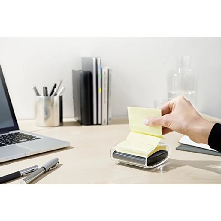 Generic Notizzettel Z-Note-Spender 3M PRO-B1Y, gelb, mit 1 Block Super Sticky Haftnotizen, 76x76mm, rückenfrei ablösbar – Bild 3