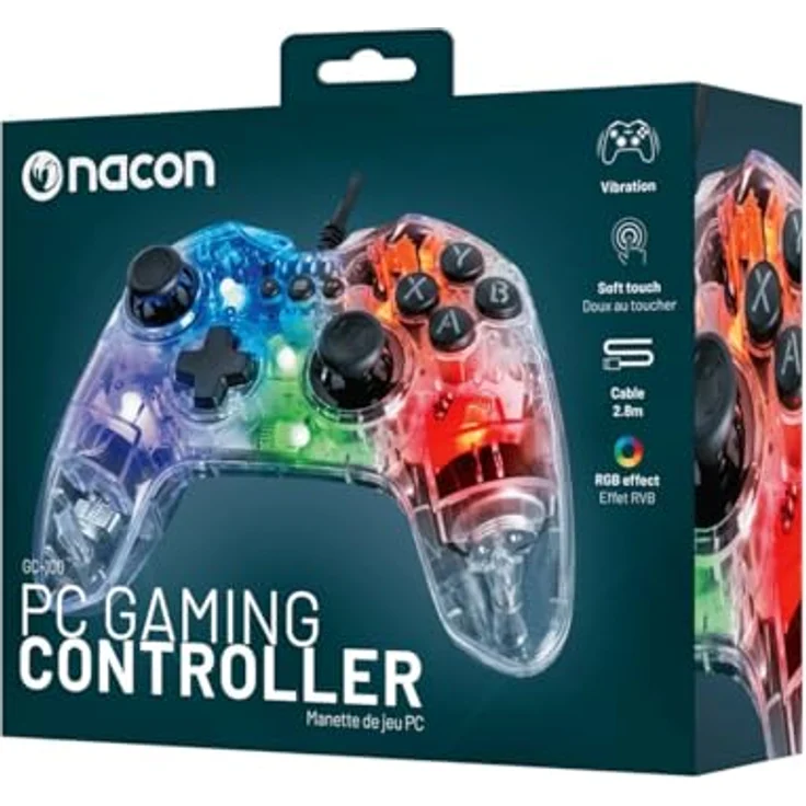 NACON GC-100 XF PC Gaming Controller, transparent/bunt, mit 2 Analog ...