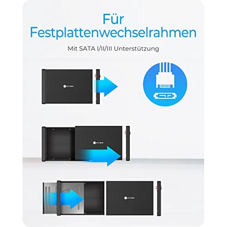 ICY BOX 5,25 Zoll Gehäuse extern für Blu-ray und DVD Laufwerke, USB 3.0, Externes für DVD Brenner Box, Aluminium, Schwarz, IB-525-U3 – Bild 4