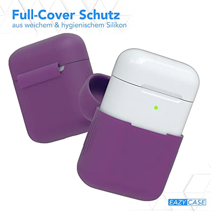 EAZY CASE Kopfhörer-Schutzhülle Silikon Hülle für Apple AirPods 1 & 2, Fullcover Box Silikoncase Schutzhülle Lila – Bild 3