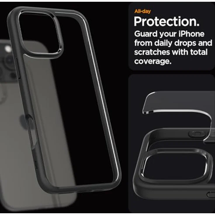 Spigen iPhone 16 Pro Max Hülle [Anti-Yellowing] Ultra Hybrid Case Transparent - Matte Black – Bild 4