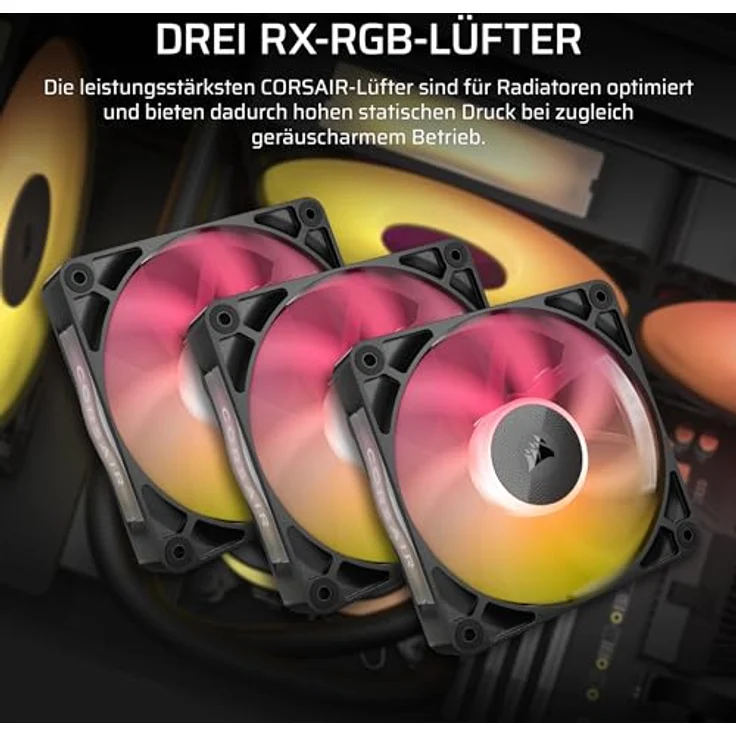 Corsair iCUE LINK Titan 360 RX RGB Flüssig-CPU-Kühler – Schwarz - 360mm AIO – 3X RX120 RGB-Lüfter - iCUE LINK System Hub - PWM-gesteuerte Kühlung – Bild 3