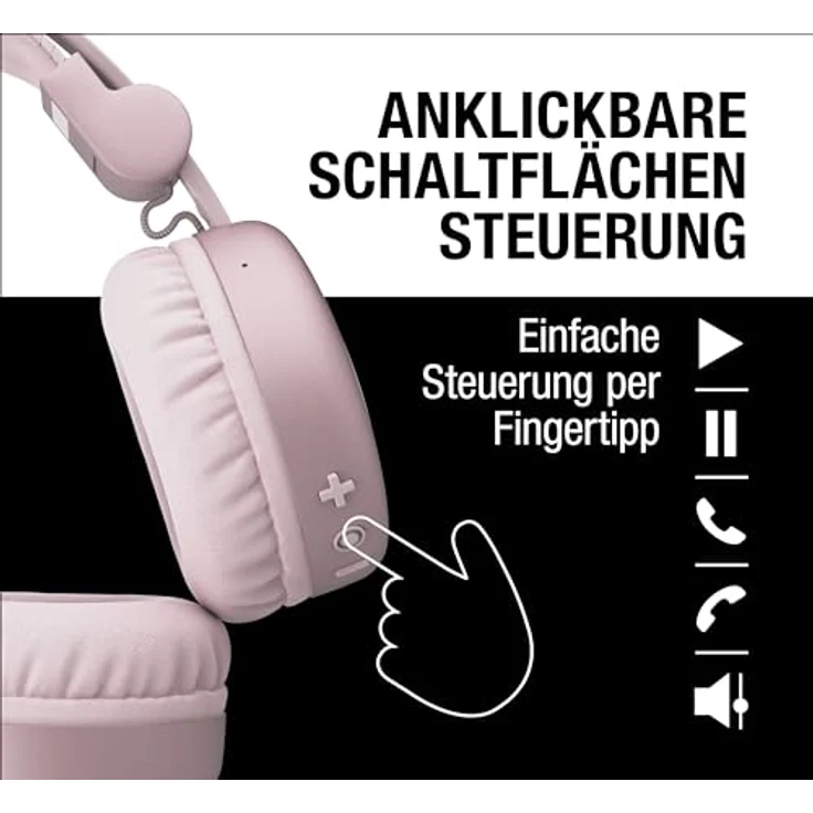 Fresh 'n Rebel Code Core, Bluetooth-Kopfhörer on-Ear, kabellos, 30 Stunden Spielzeit, mit Mikrofon und Sprachassistent, Lautstärkeregler und Wiedergabe/Pause-Tasten, faltbar (Smokey Pink) – Bild 3