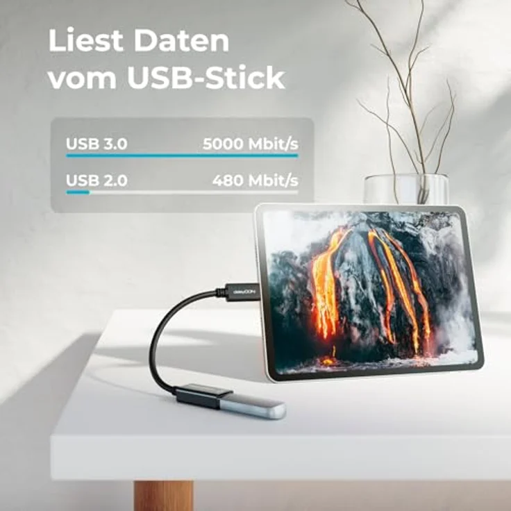 deleyCON USB-C auf USB-A Adapter Kabel, USB 3.0 OTG, kompatibel mit Notebook, Laptop, PC, Smartphone, iPhone 17/16/15, MacBook, iPad Mini, 17cm, schwarz – Bild 4