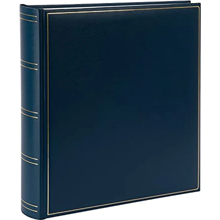 goldbuch 31 384 Fotoalbum Classic mit 100 weiße Seiten und Pergamin Trennblätter, Fotobuch mit Kunstleder Einband und Goldprägung, Foto Album zum Einkleben, Erinnerungsalbum 30 x 31 x 6 cm, Blau – Bild 1