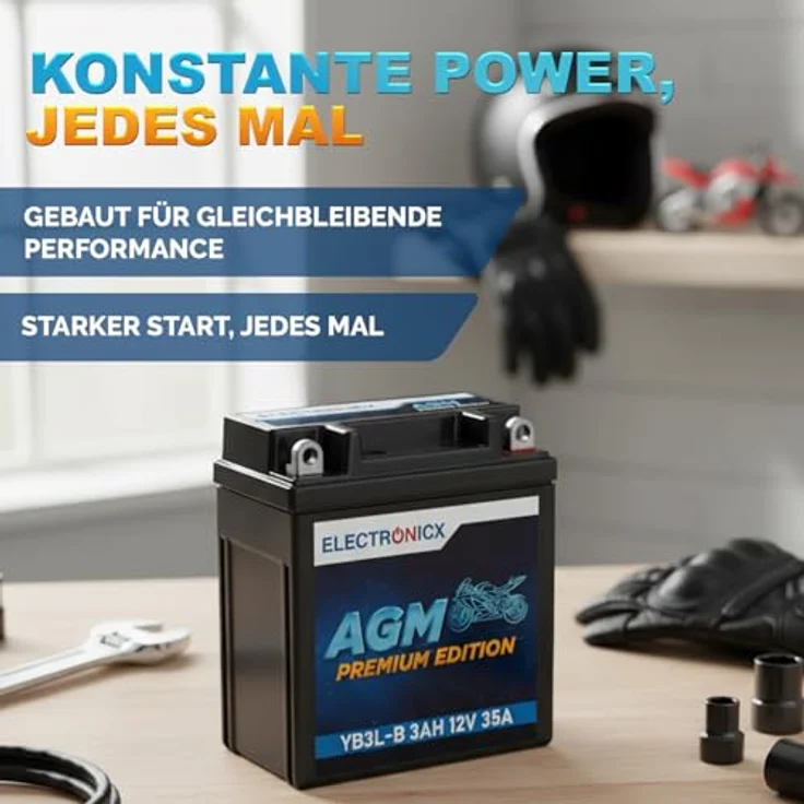 Electronicx AGM-YB3L-B AGM Motorradbatterie 3Ah 12V - Wartungsfrei, auslaufsicher und rüttelfest für Motorrad, Roller und Quad – Bild 4