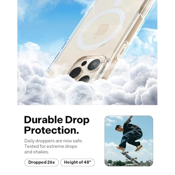 Caseology Capella Mag für iPhone 16 Pro Hülle - Ultraklarer Fallschutz in Militärqualität, mit seitlichem Griffmuster - Clear White – Bild 4
