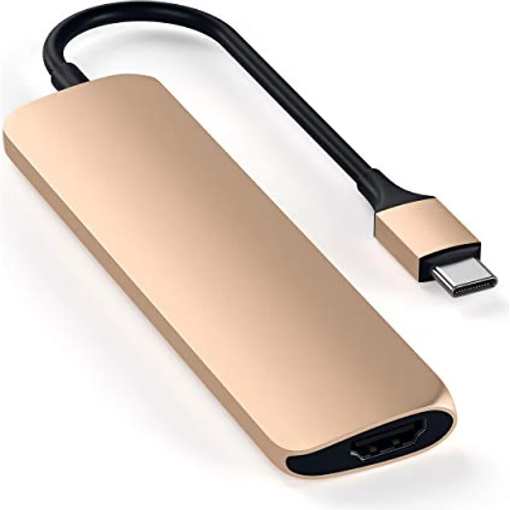 SATECHI Slim Aluminium Type-C Multi-Port Adapter V2 mit USB-C PD, 4K HDMI (60Hz), Micro/SD Kartenleser, USB 3.0 – Kompatibel mit 2022 MacBook Pro/Air M2, 2020 MacBook Pro/Air M1 (Gold) – Bild 5
