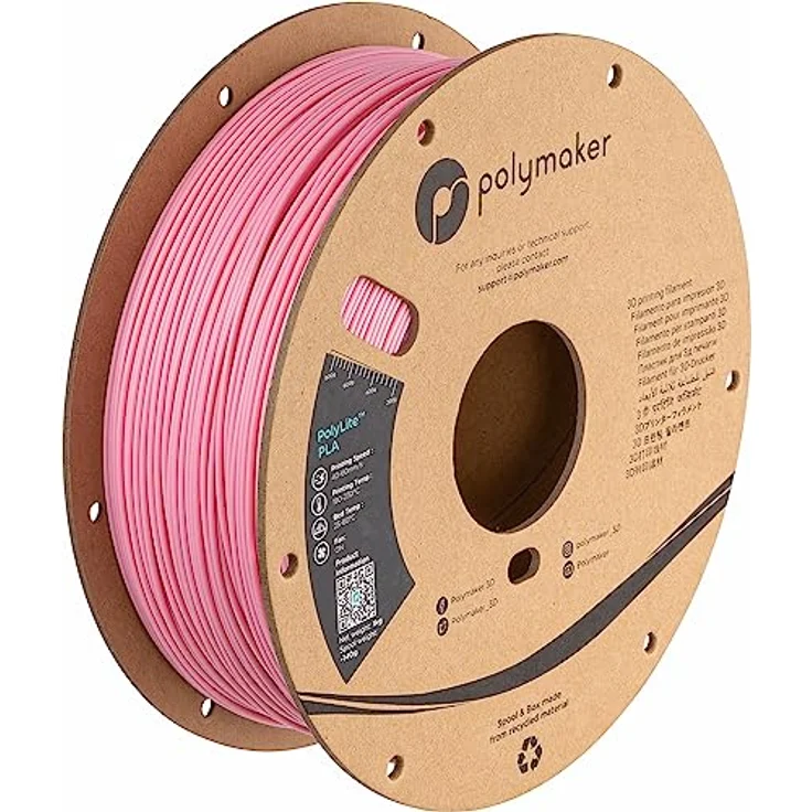 Polymaker PolyLite PLA, 3D-Druckmaterial, 1.75mm, 1kg, pink, hohe Temperaturbeständigkeit bis 140°C, Jam-Free Technologie – Bild 1
