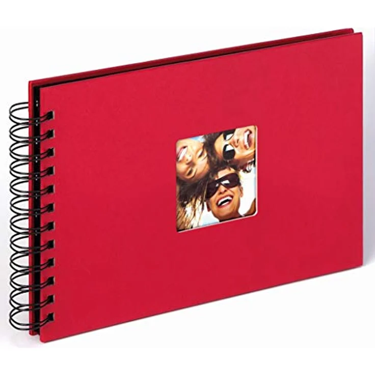 Walther Design Fotoalbum Fun SA-109-R, rotes Spiralalbum mit Cover-Ausstanzung, 40 schwarze Seiten 23 x 17 cm – Bild 1