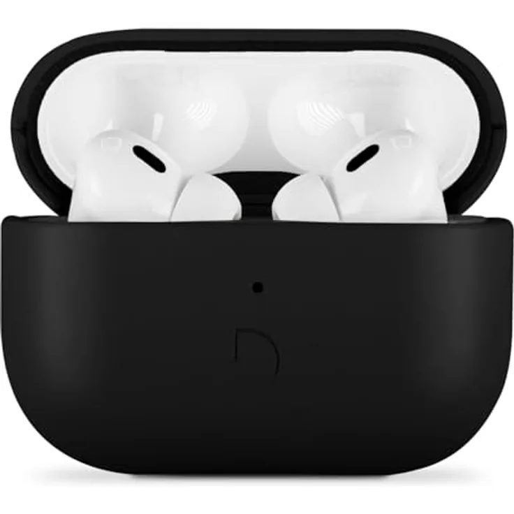 Decoded Leather Case für Apple AirPods Pro 3, handgefertigte Schutzhülle aus vollnarbigem Leder mit schockabsorbierender TPU-Basis, Schwarz