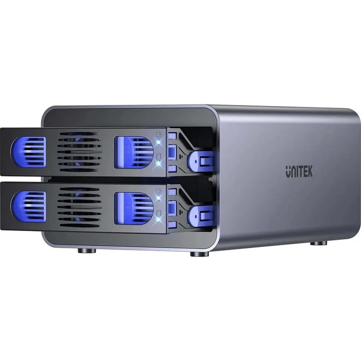UNITEK 2-Bay USB-C RAID Externes Festplattengehäuse Dockingstation, bis zu 40TB Speicher, 10Gbps Übertragungsrate, für 2.5" und 3.5" Festplatten