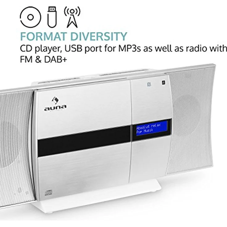 auna V-20 DAB Vertikal-Stereoanlage Bluetooth NFC CD USB MP3 DAB+ UKW RDS Silber – Bild 4