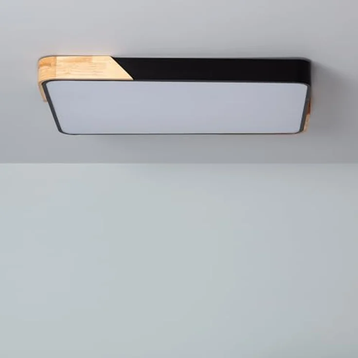 LEDKIA LIGHTING - LED-Deckenleuchte 30W Rechteckig CCT Wählbar 2700-6500K Holz & Metall Für Wohnzimmer & Schlafzimmer Schwarz – Bild 1