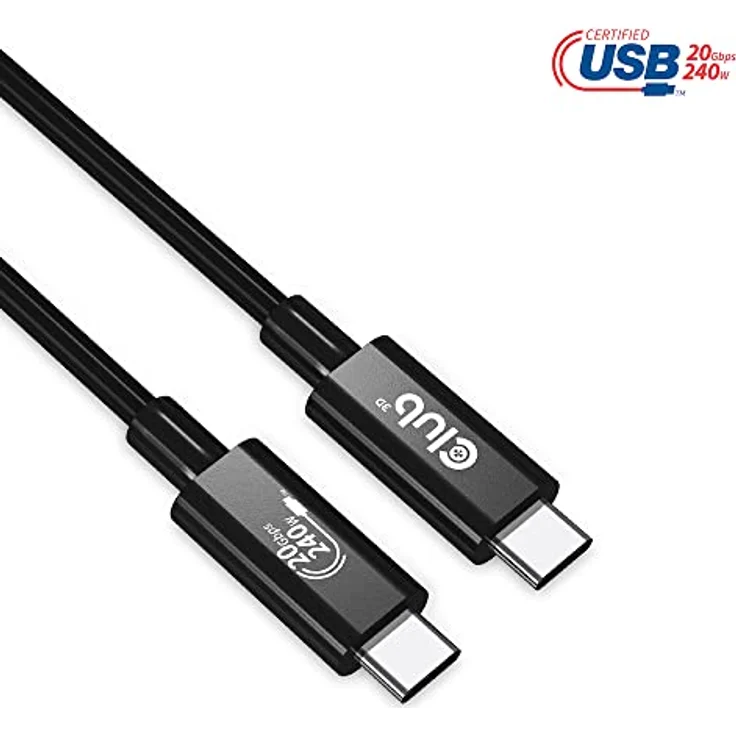 Club 3D USB4 Gen2x2 Typ-C Bi-Direktionales USB-IF Zertifiziertes Kabel 4K60Hz, Daten 20Gbps, PD 240W EPR St./St. 2m – Bild 3