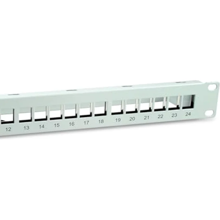 Equip 769326 24-Port Keystone geschirmtes Patchpanel, 19" 1HE, lichtgrau, robuster Stahl, inklusive Haltestange – Bild 4