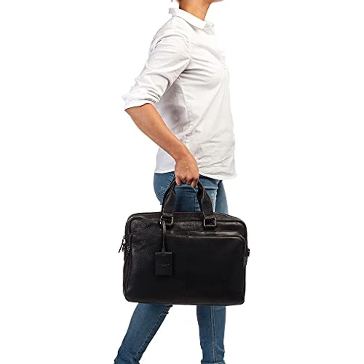 Burkely Antique Avery (15.60"), Notebooktasche, Schwarz - Luxuriöse Laptop-Tasche aus Pull-Up-Leder mit gepolstertem Laptopfach – Bild 6